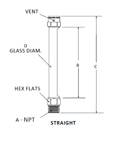 Trico Straight Connector Fitting Liquid Level Gauge Dimensions